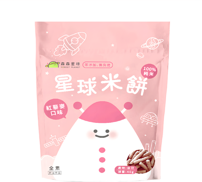 FOREST PLANET 森森星球 100%純米 星球米餅 全素 無麩質 6個月以上, 紅藜麥, 40g, 1包