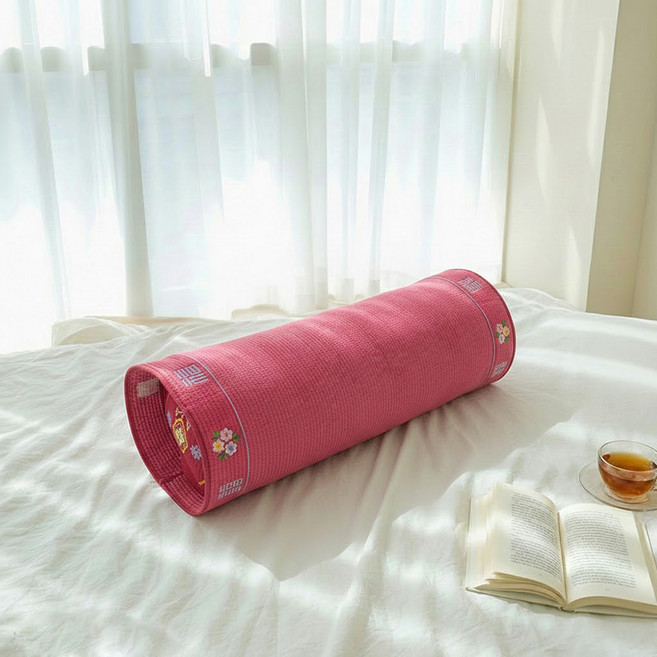 베고자니 피그먼트 충무자수 편백메밀 원형베개, 빨강, 1개