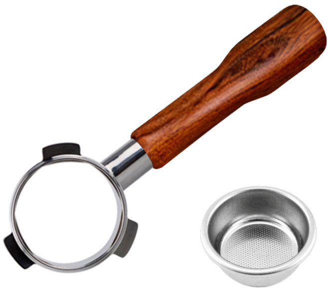 칼딘 에스프레소 크레마 바텀리스 포터필터 콤패티블 51mm + 바스켓, 1개, 로즈우드