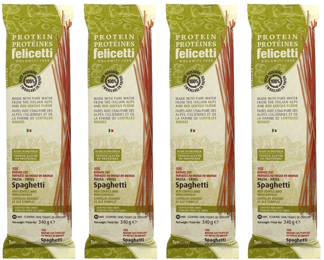 펠리체티 유기농 프로틴 레드렌틸 & 통밀스파게티, 340g, 4개