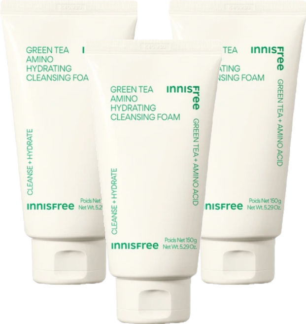 INNISFREE 台灣公司貨 綠茶保濕胺基酸潔面乳, 150g, 3條