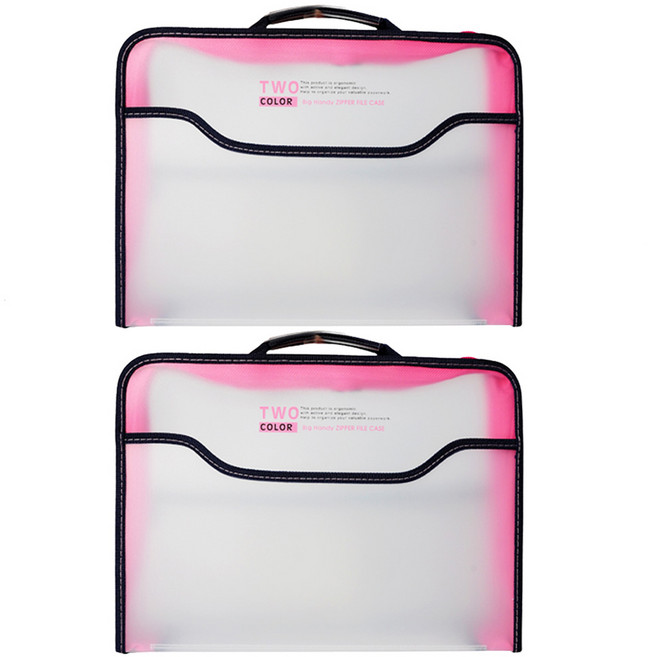 모닝글로리 빅핸디 지퍼화일백, 핑크, 2개
