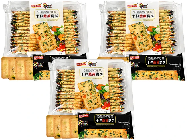 슈퍼비비가 크리스피 10가지 야채맛 비스킷, 288g, 3개 - 쿠팡