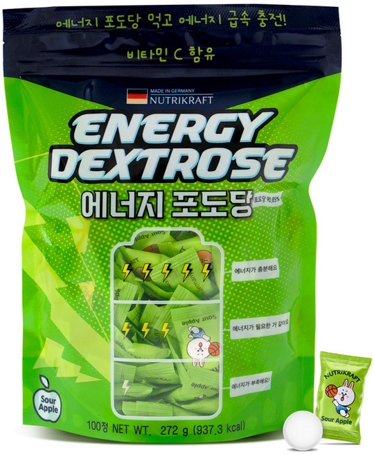 뉴트리크라프트 에너지포도당 사과향 캔디 100p, 272g, 1개