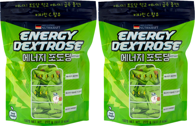 뉴트리크라프트 에너지포도당 사과향 캔디, 272g, 2개