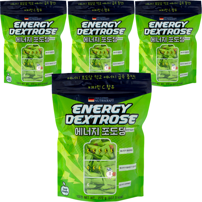 뉴트리크라프트 에너지포도당 사과향 캔디, 272g, 4개