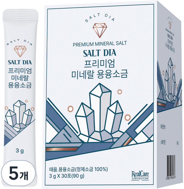 리얼케어 솔트다이아 프리미엄 미네랄 용융소금 30p, 5개, 90g