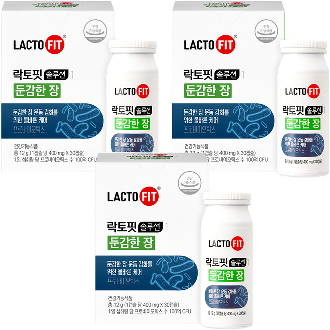 락토핏 솔루션 1 둔감한 장 유산균 12g, 30정, 3개