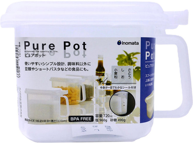 inomata 附匙調味盒 白色, 1個, 720ml