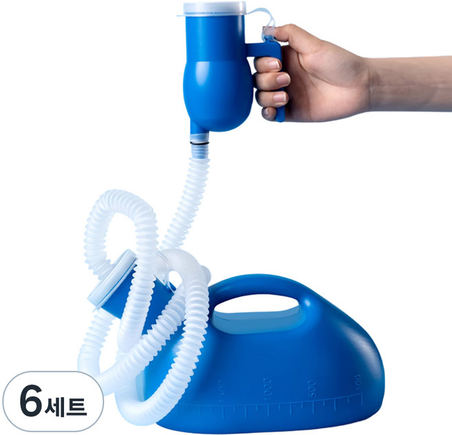 조인메이드 대용량 남성용 간이 휴대용 소변통 + 침대용 수집기 2L 세트, 블루, 6세트