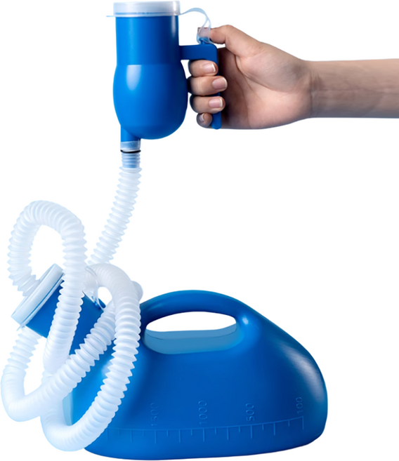 Joinmade 大容量男性用簡易便攜式尿壺 + 床邊用集尿器 2L 套組, 1個, 藍色