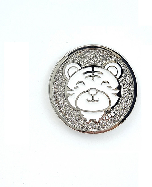 지봇골프 십이지신 써클칩 캐릭터 골프 볼마커, 인호랑이 (실버), 1개