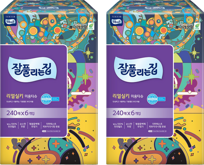 잘풀리는집 천연펄프 미용티슈 2겹, 240매입, 12개