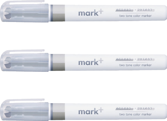 KOKUYO 國譽 mark plus 獨角仙同色系螢光筆, 灰色, 3支