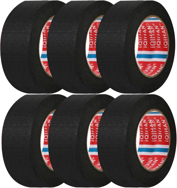 iQIHAN 다다 마스킹 종이테이프 30mm x 15m, 블랙, 6개