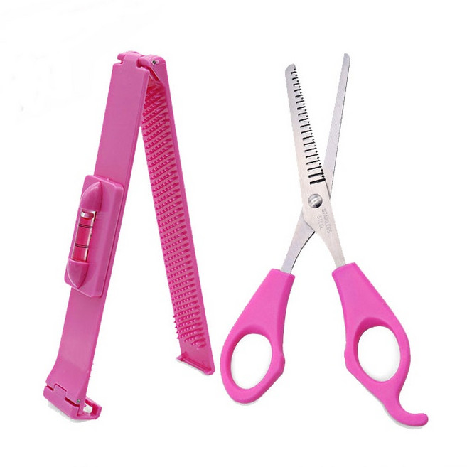 앞머리 가위 + 헤어 키트, 핑크, 1개