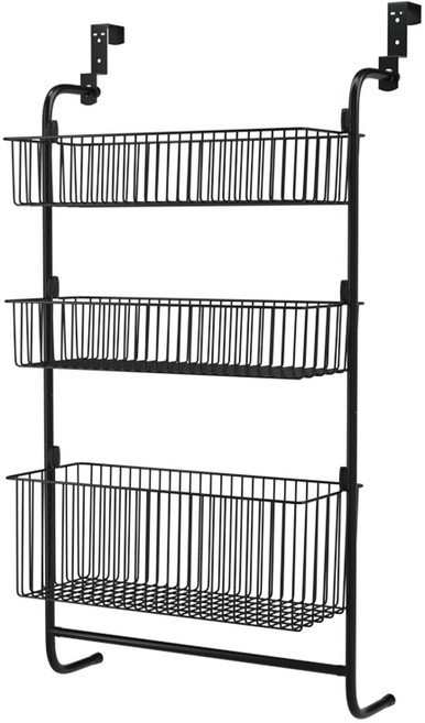 코멧 홈 3단 다용도 문걸이 수납선반 L, 블랙, 1개