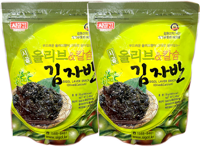 시골 올리브 & 칼슘 김자반, 70g, 2개