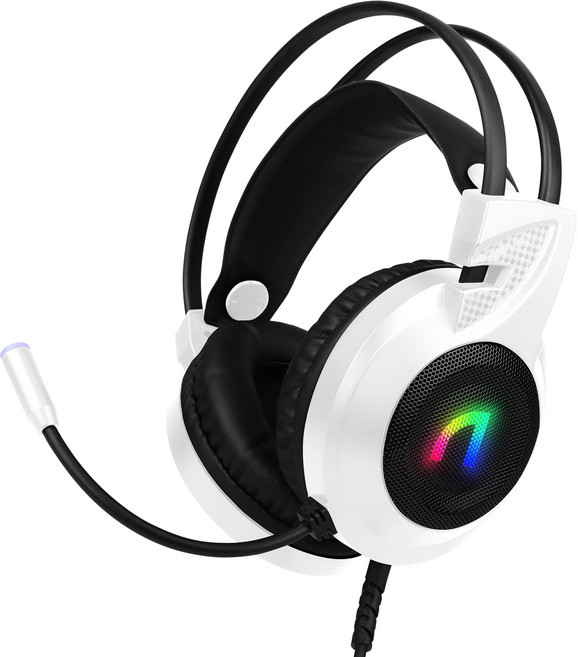 앱코 가상 7.1 RGB 노이즈 캔슬링 마이크 게이밍 헤드셋, N460, 화이트