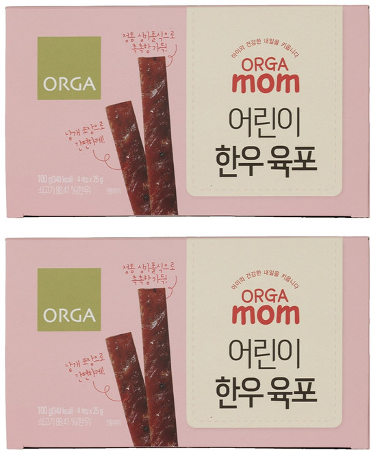 올가맘 어린이 한우 육포 25g x 4p, 순한맛, 2개, 100g