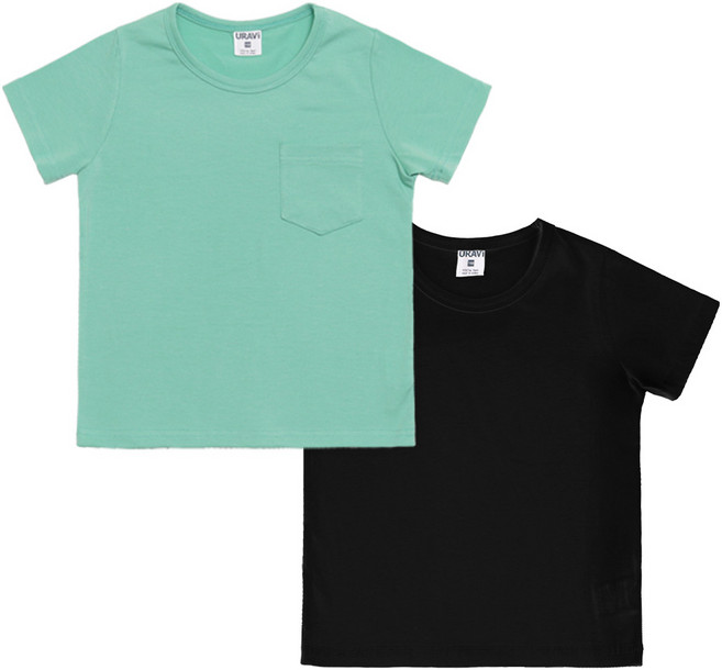 유라비 아동용 기본 라운드 반팔 티셔츠 2종 세트