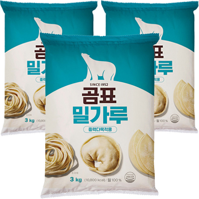 곰표 중력 다목적용 밀가루, 3kg, 3개