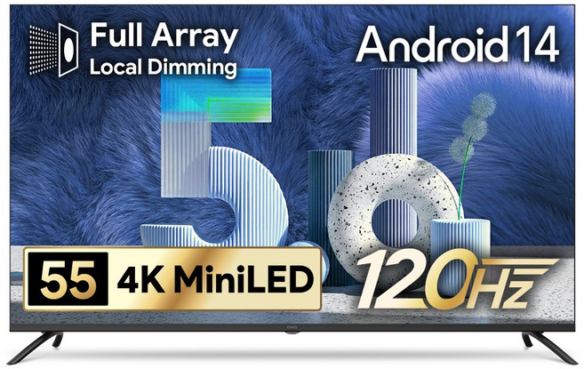 더함 CHiQ 4K QLED MiniLED UHD DLG 120Hz 로컬디밍 돌비 AI 구글 5.0 스마트TV, 140cm(55인치), UA551MINILED Google5.0 120Hz 2025C, 스탠드형, 고객직접설치