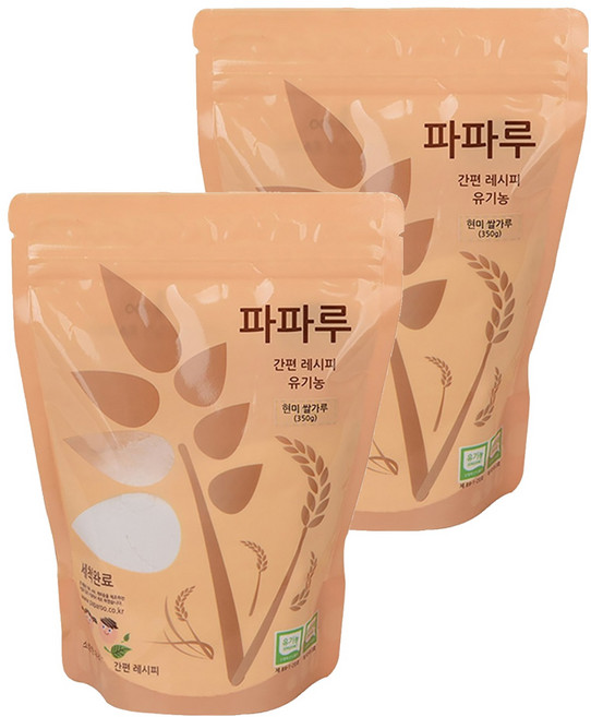 파파루 간편레시피 유기농 쌀가루 현미 고운입자 이유식 초기, 350g, 2개