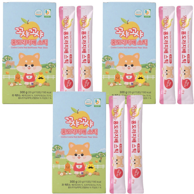 꼬샤꼬샤 홍도라지배 스틱 15p, 300g, 3개