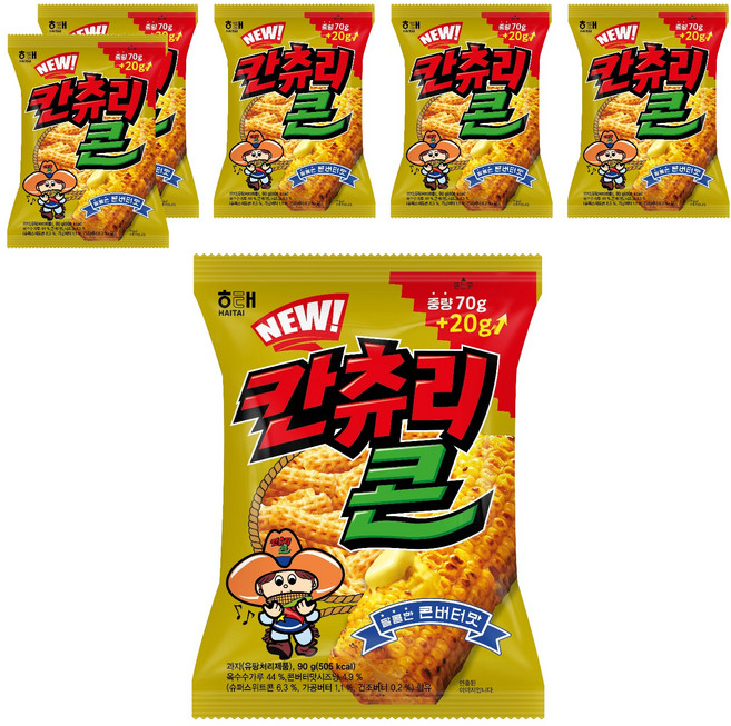 해태제과 뉴 칸츄리콘 콘버터맛, 90g, 6개