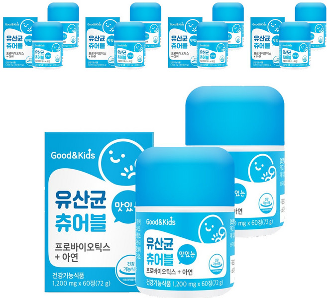 굿앤키즈 내츄럴플러스 유산균 츄어블, 60정, 10개