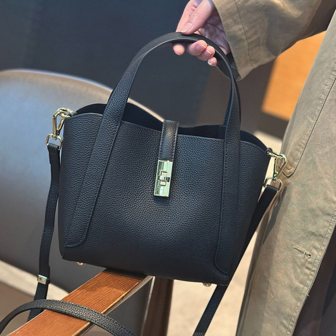 CCREANG 牛皮迷你托特手提包 + 內袋套組 L8820, 黑色