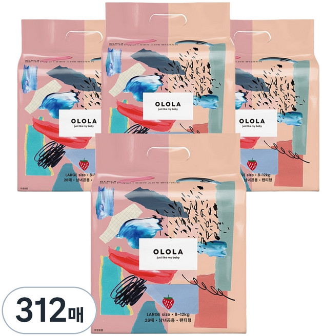 OLOLA 스킨핏 팬티형 기저귀 남녀공용, 대형(L), 312매