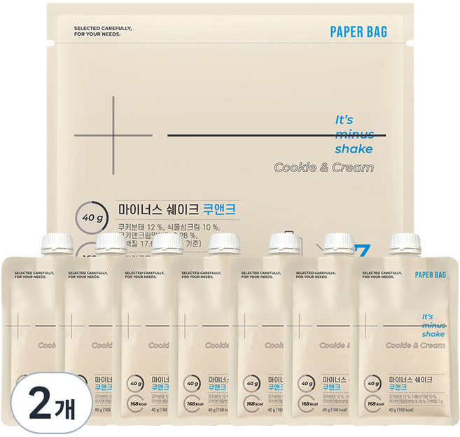 페이퍼백 쿠앤크 마이너스 쉐이크 7p, 280g, 2개