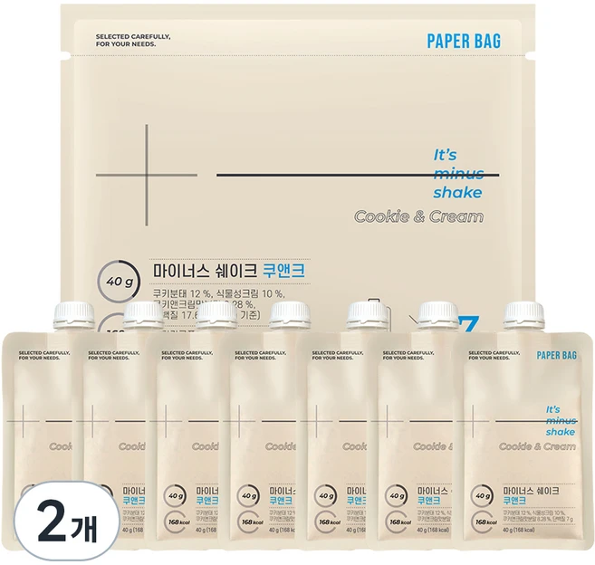 페이퍼백 쿠앤크 마이너스 쉐이크 7p, 280g, 2개 - 쿠팡