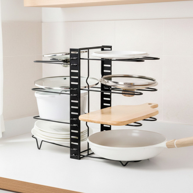 일상나눔 냄비 거치대 8층 양면 54 x 42 cm, 블랙, 1개, 8단