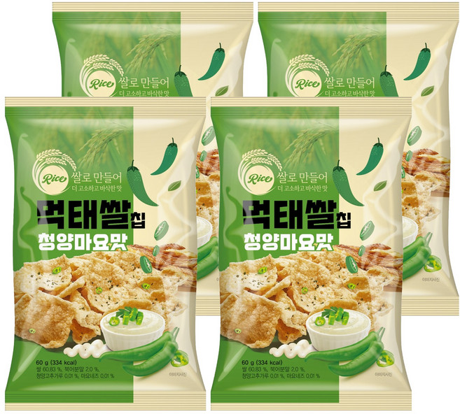 상일제과 먹태쌀칩 청양마요맛, 60g, 4개