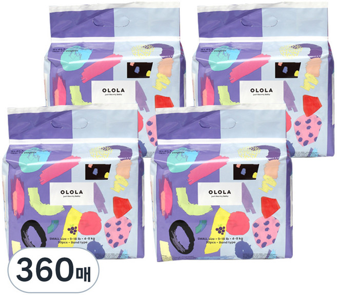 OLOLA 스킨핏 밴드형 기저귀, 소형(S), 360매
