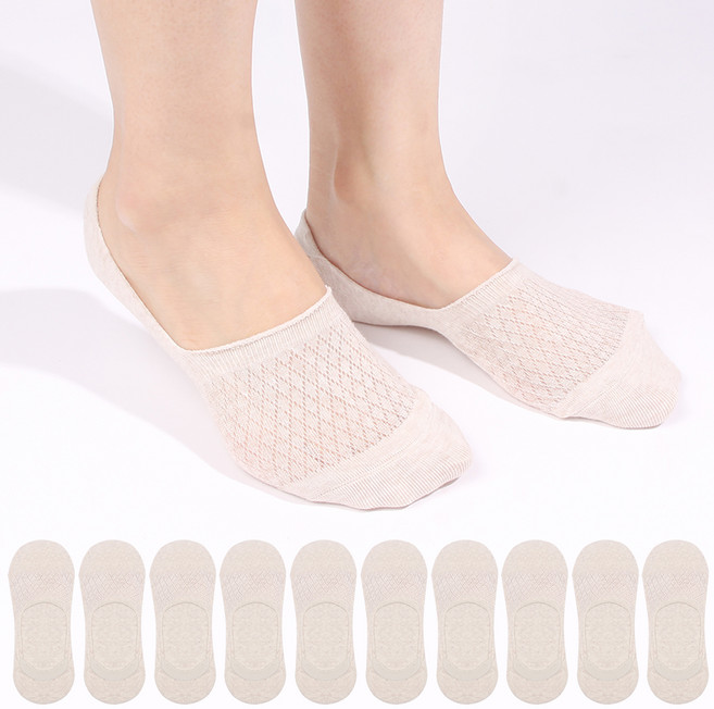 Doobalro 女款雙層鬆緊帶網眼隱形襪 10雙