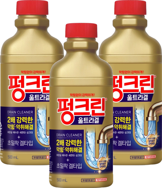 펑크린 울트라겔 배수관 세정제, 500ml, 3개