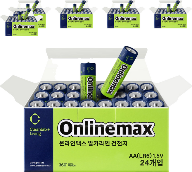 크린랩 온라인맥스 알카라인 AA 건전지, 24개입, 6개