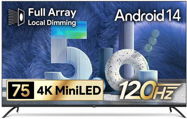 더함 4K UHD QLED DLG 로컬디밍 돌비 AI 스마트 TV, 191cm(75인치), UA751MINILED Google5.0 120Hz 2025C, 무타공 벽걸이형(추가비용발생), 방문설치