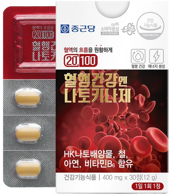 종근당 혈행건강엔 나토키나제 영양제, 30정, 1개 - 쿠팡