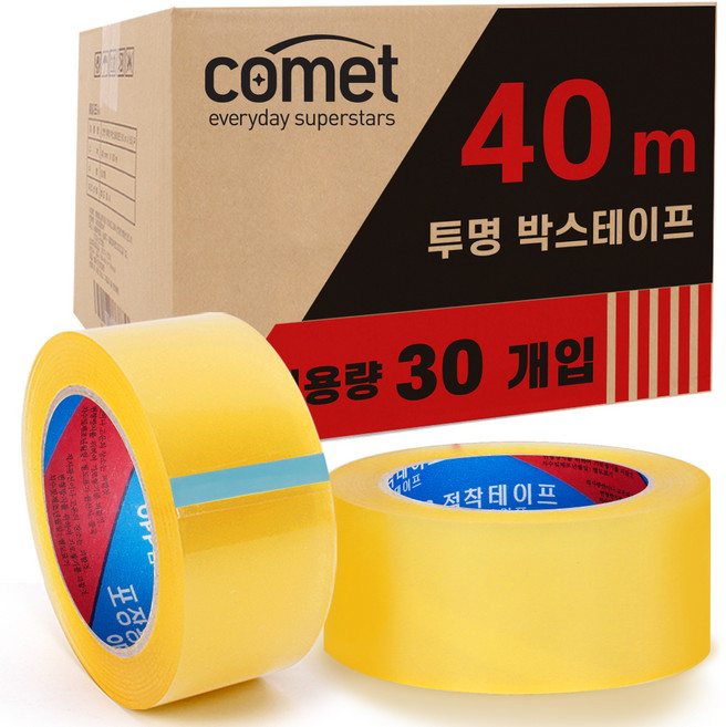 코멧 투명 박스테이프 40M * 48mm, 30개