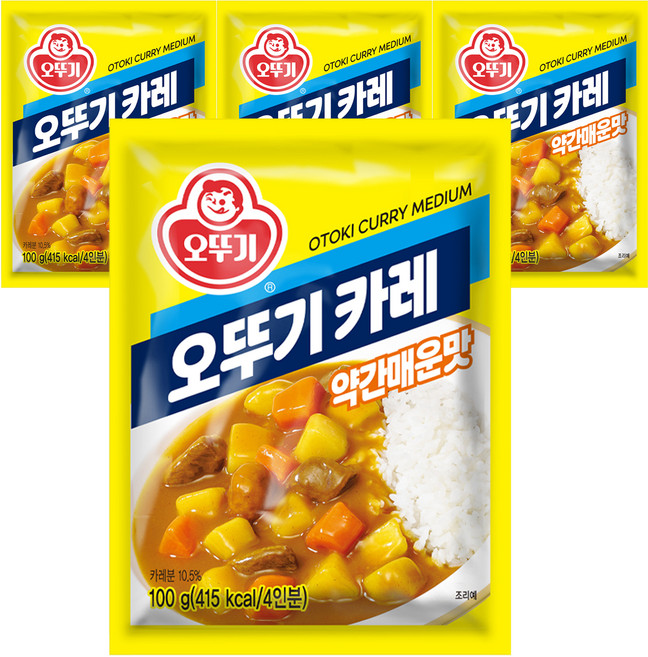 오뚜기 카레 과립형 약간매운맛, 100g, 4개