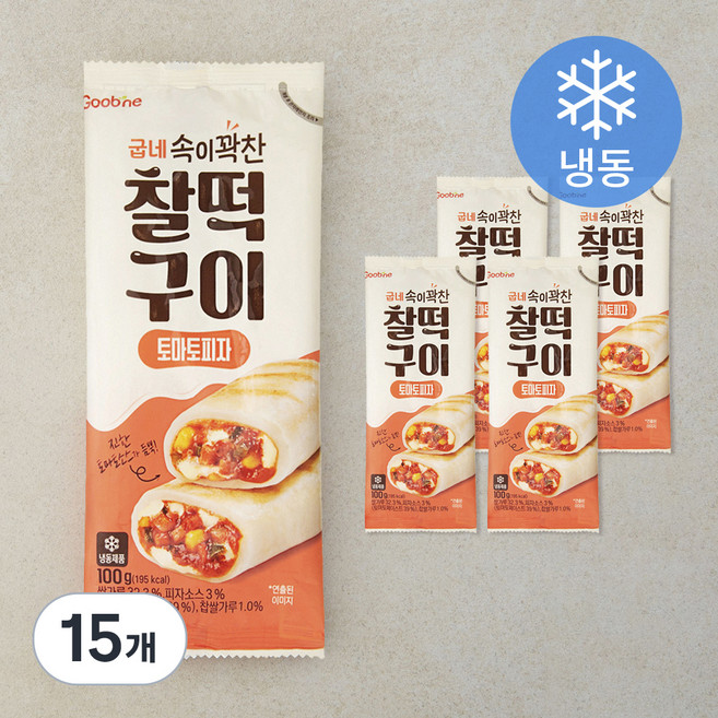 굽네 속이꽉찬 찰떡구이 토마토피자 (냉동), 100g, 15개