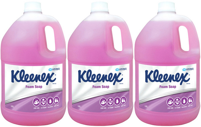 크리넥스 폼솝 핸드워시 로즈라일락향, 4L, 3개