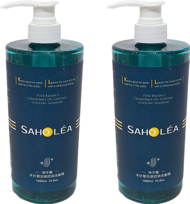 SAHOLEA 森歐黎漾 淨平衡洋甘菊涼感控油洗髮精, 1L, 2瓶