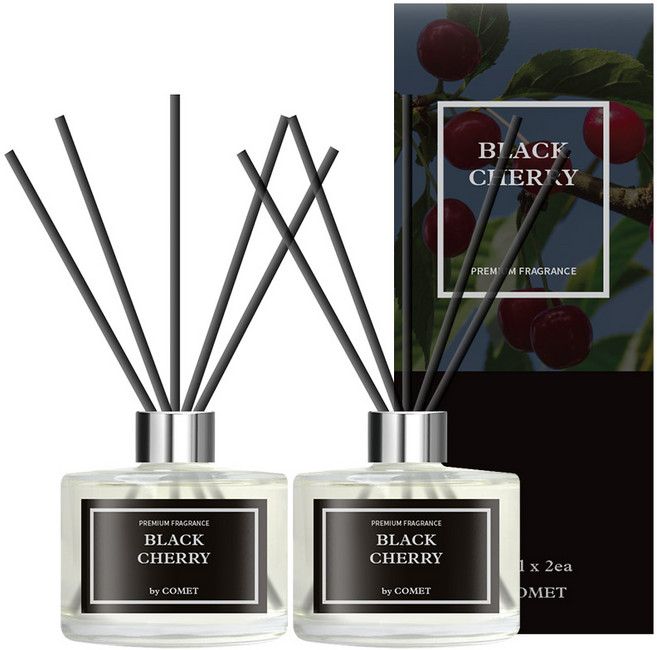 코멧 디퓨저 200ml 2개 + 섬유스틱 10개 세트, 블랙체리, 1개