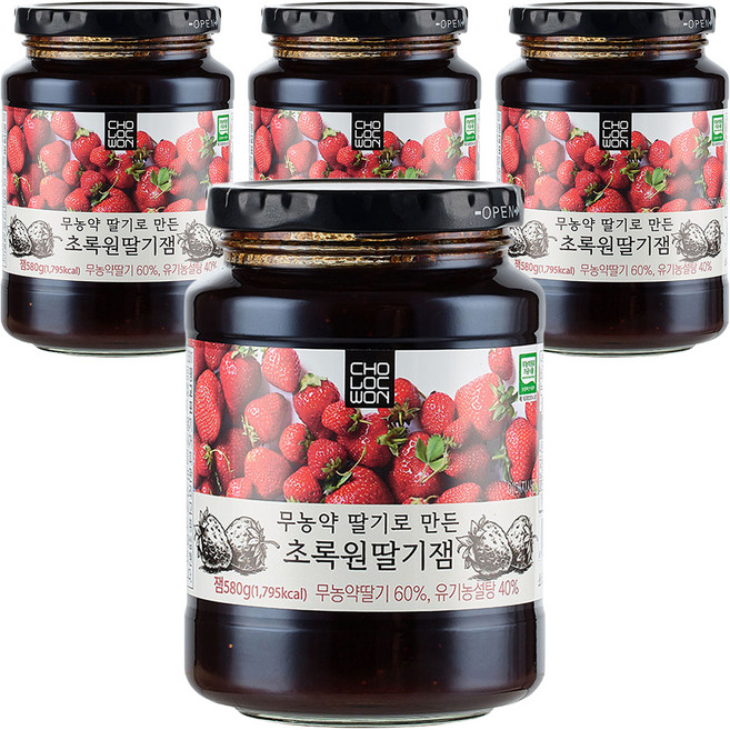 초록원 무농약딸기로 만든 딸기잼, 580g, 4개